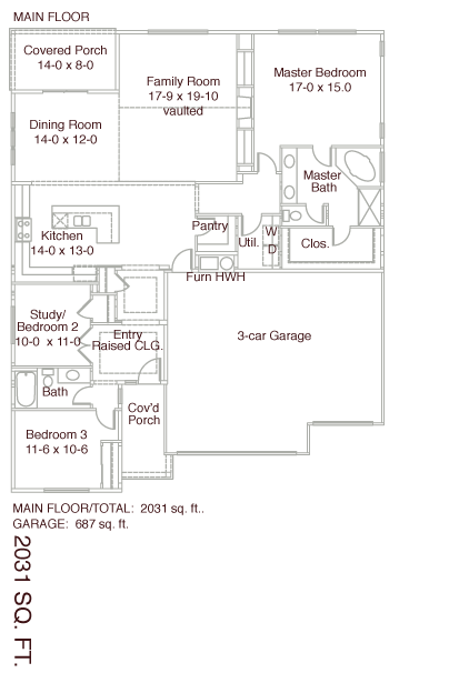 Hunter 1 2031 sq ft Rambler Floor Plan Hunter 1 2031 sq ft Rambler Floor Plan